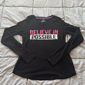 Black Long Sleeve Tee with Motivational Print